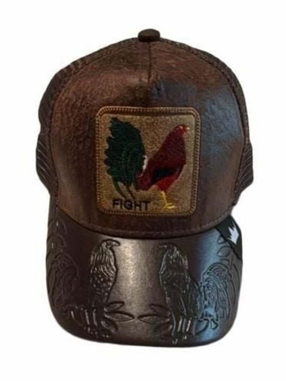 Goorin Bros. Fight Rooster Fighter Leather Trucker Hat Brown